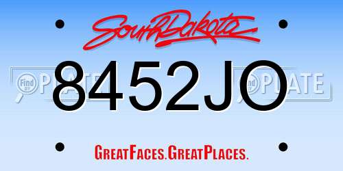8452JO South Dakota License Plate