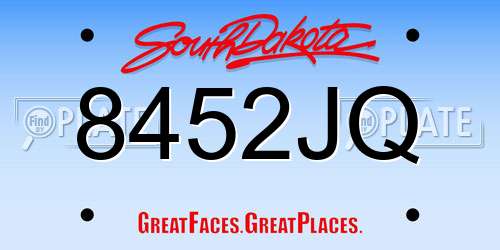 8452JQ South Dakota License Plate