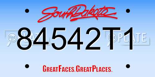 84542T1 South Dakota License Plate