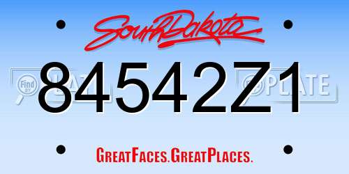 84542Z1 South Dakota License Plate
