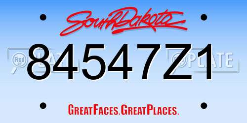 84547Z1 South Dakota License Plate