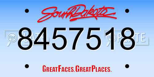 8457518 South Dakota License Plate