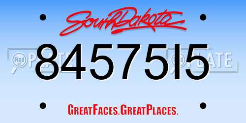 84575I5 South Dakota License Plate