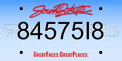 84575I8 South Dakota License Plate