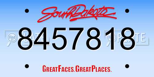 8457818 South Dakota License Plate