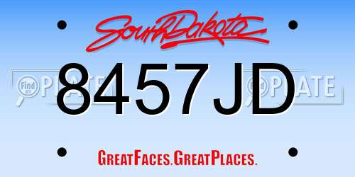 8457JD South Dakota License Plate