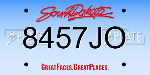 8457JO South Dakota License Plate