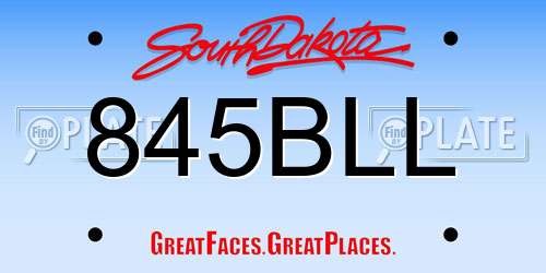 845BLL South Dakota License Plate