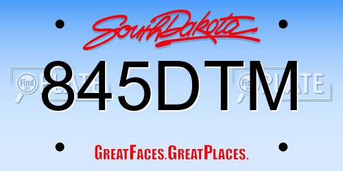 845DTM South Dakota License Plate