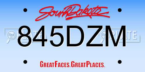845DZM South Dakota License Plate