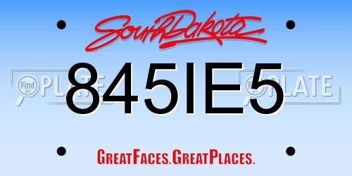 845IE5 South Dakota License Plate