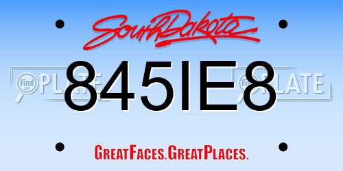 845IE8 South Dakota License Plate