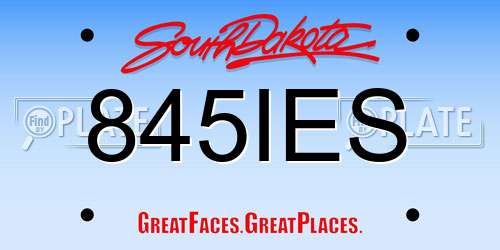 845IES South Dakota License Plate