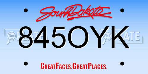 845OYK South Dakota License Plate