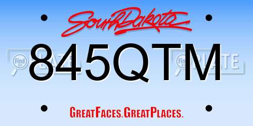 845QTM South Dakota License Plate