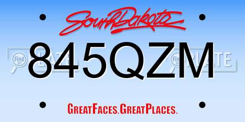 845QZM South Dakota License Plate