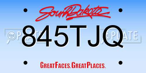 845TJQ South Dakota License Plate