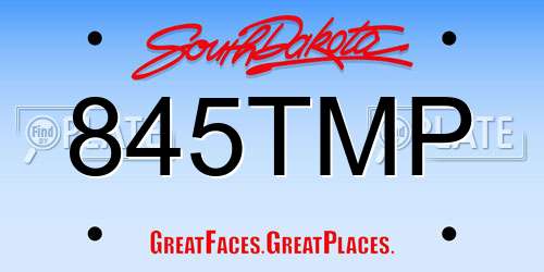 845TMP South Dakota License Plate