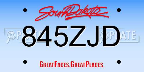 845ZJD South Dakota License Plate
