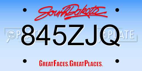 845ZJQ South Dakota License Plate