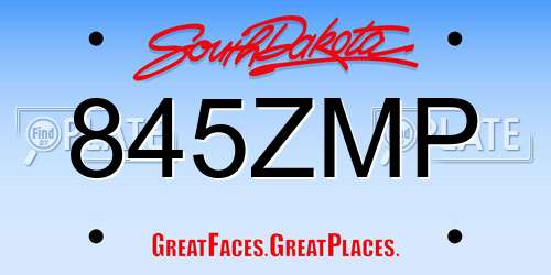 845ZMP South Dakota License Plate