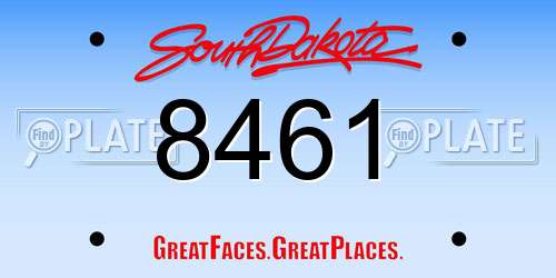 8461 South Dakota License Plate