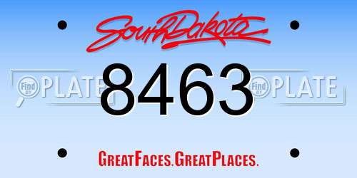 8463 South Dakota License Plate