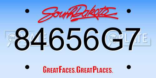 84656G7 South Dakota License Plate
