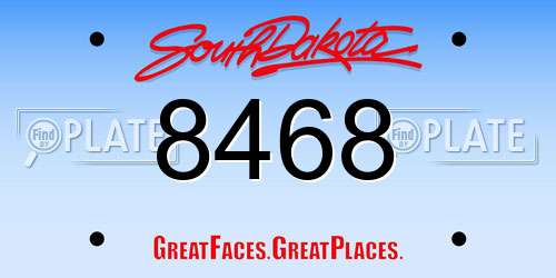 8468 South Dakota License Plate