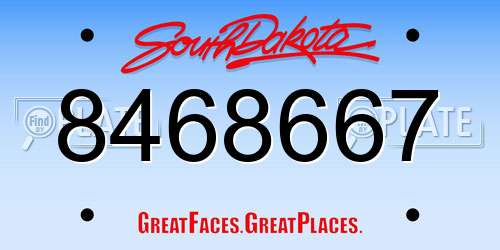 8468667 South Dakota License Plate