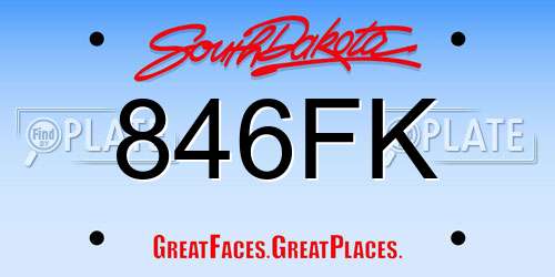 846FK South Dakota License Plate