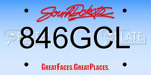 846GCL South Dakota License Plate