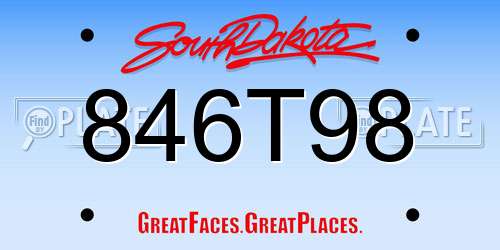 846T98 South Dakota License Plate