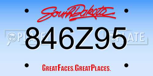 846Z95 South Dakota License Plate