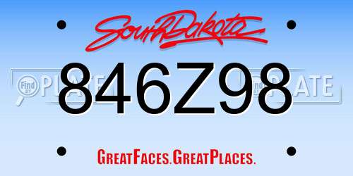 846Z98 South Dakota License Plate