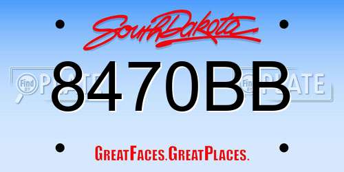 8470BB South Dakota License Plate