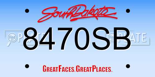 8470SB South Dakota License Plate