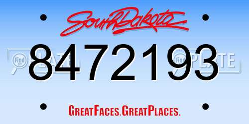 8472193 South Dakota License Plate