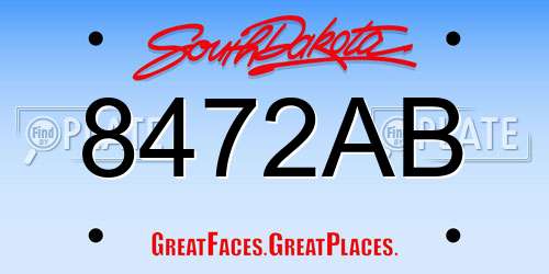 8472AB South Dakota License Plate