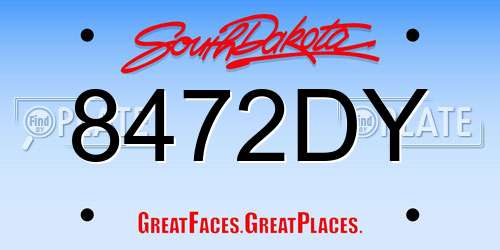 8472DY South Dakota License Plate