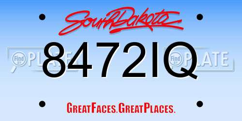 8472IQ South Dakota License Plate