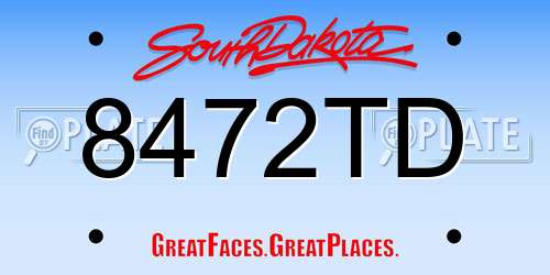 8472TD South Dakota License Plate