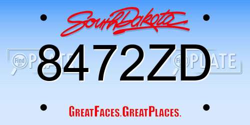 8472ZD South Dakota License Plate