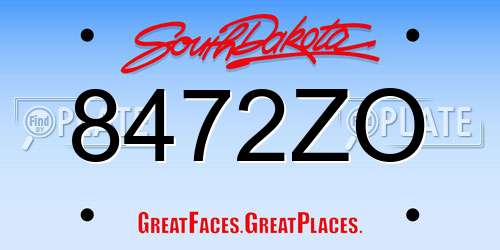 8472ZO South Dakota License Plate