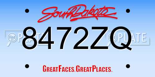 8472ZQ South Dakota License Plate