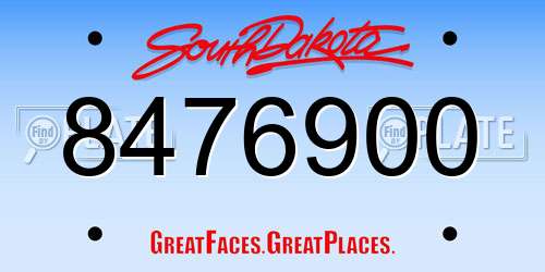 8476900 South Dakota License Plate