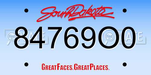 84769O0 South Dakota License Plate