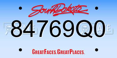 84769Q0 South Dakota License Plate