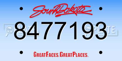 8477193 South Dakota License Plate