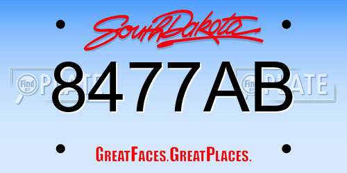 8477AB South Dakota License Plate
